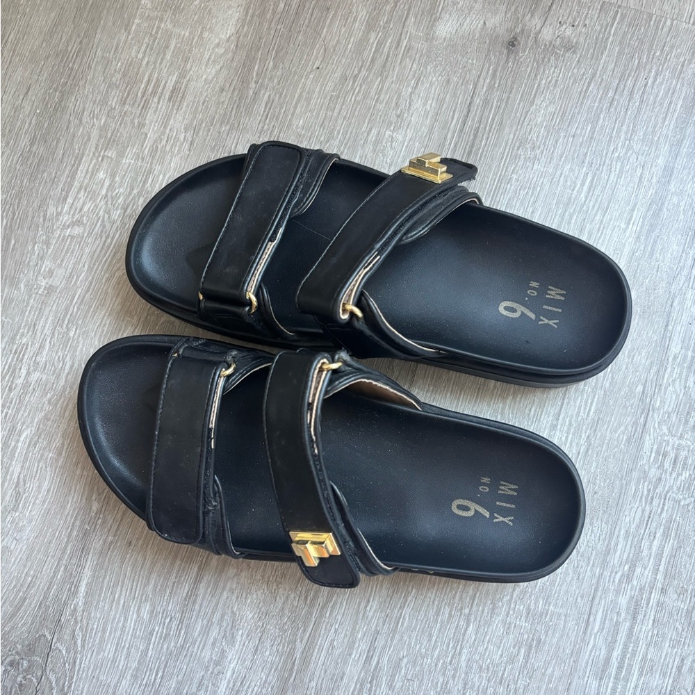 Mix No. 6 Black Sandals with Gold Accents